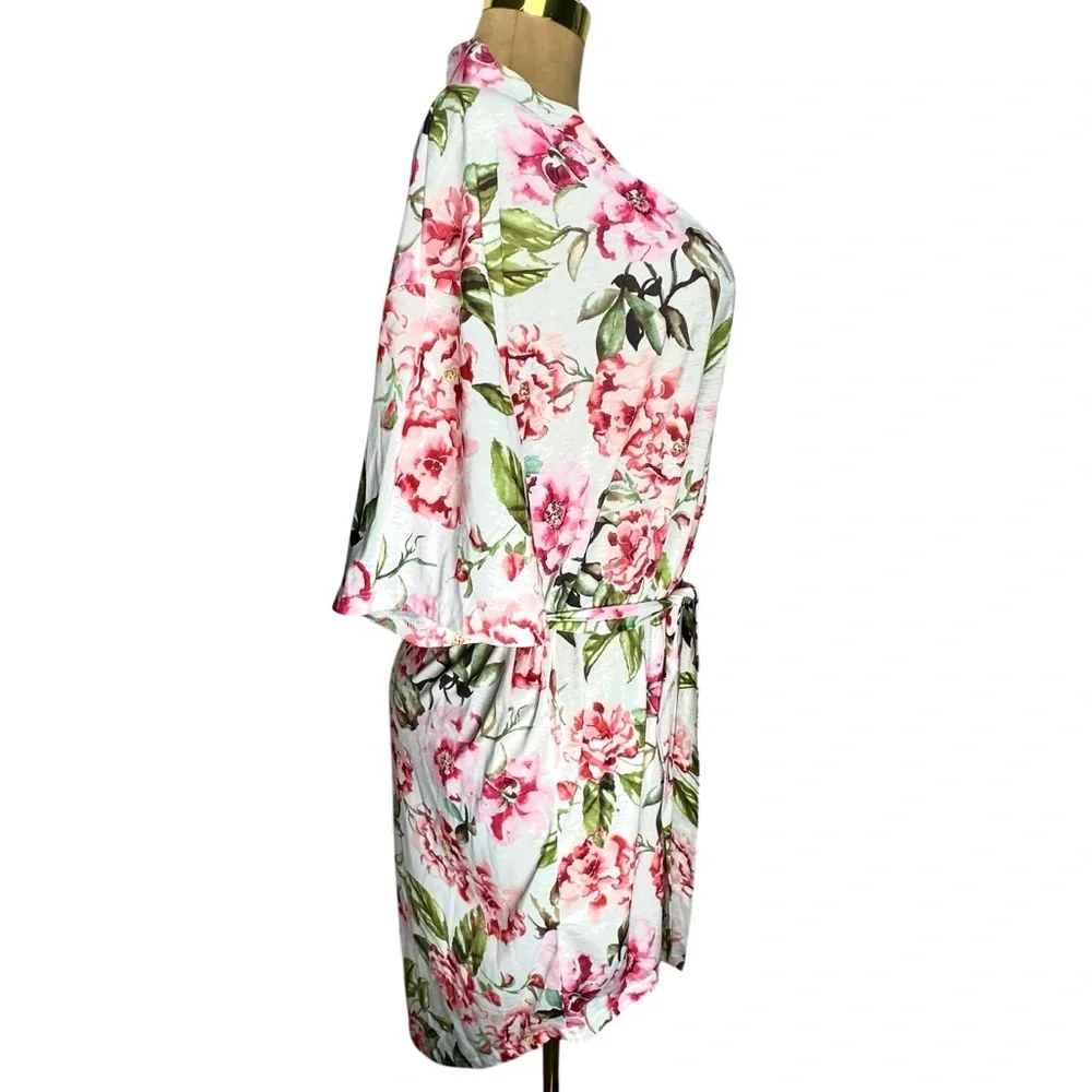 Show Me Your Mumu BRIE Robe Kimono Pink Floral Bridal Beach Cover-Up One‎ Size